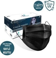 Unomed Maske Üts Kayıtlı / Meltblown / Siyah / 50 Adet / 10'arlı Paketlerde