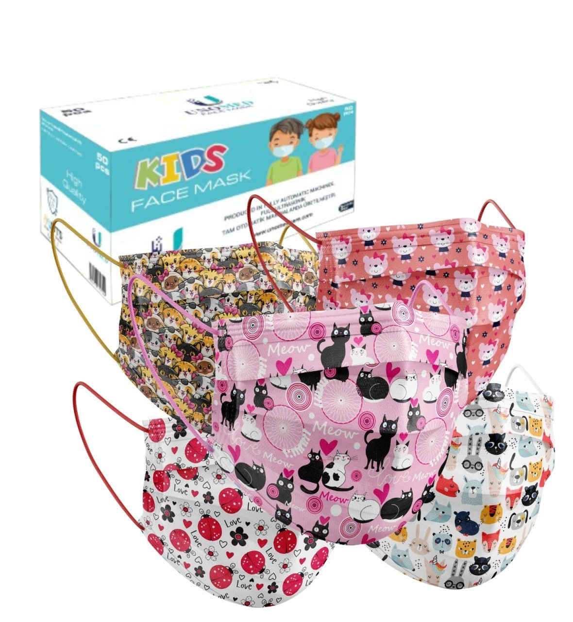 Çocuk Maskesi / Kız / Üts Kayıtlı / 50 Adet / 10'arlı Paketlerde